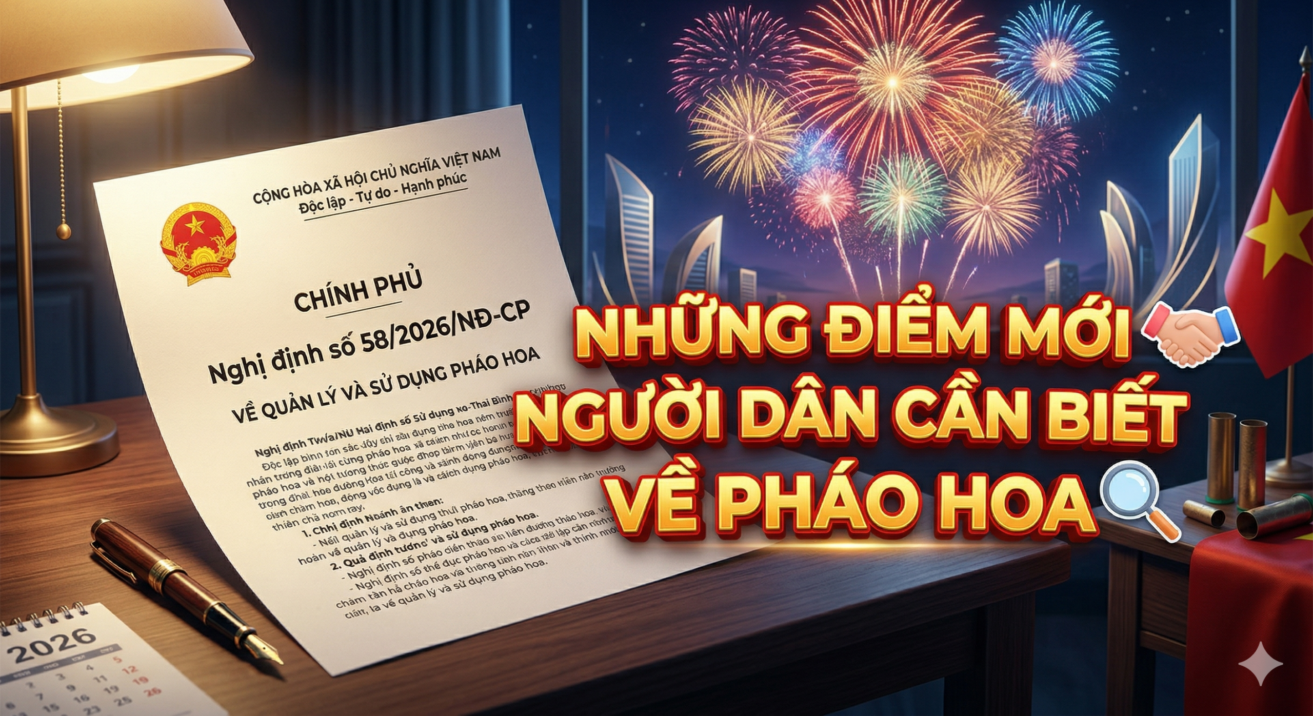 Nghị định 58/2026/NĐ-CP là gì? Những điểm mới người dân cần biết về pháo hoa.