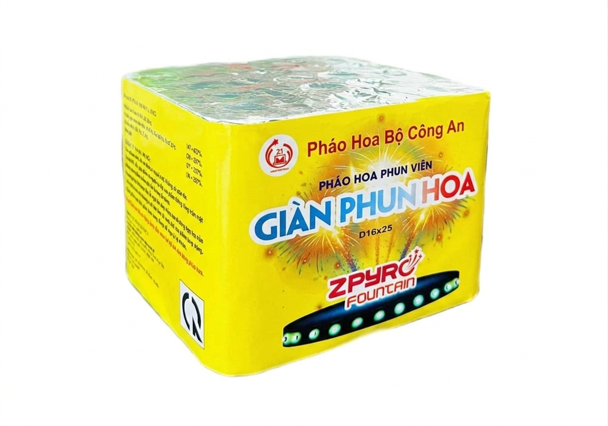 GIÀN PHUN HOA VÀNG - Giàn 25 Ống - Pháo Hoa Bộ Công An 2026
